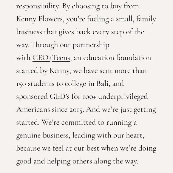 Kenny Flowers Size Chart - Picture 5 of 5